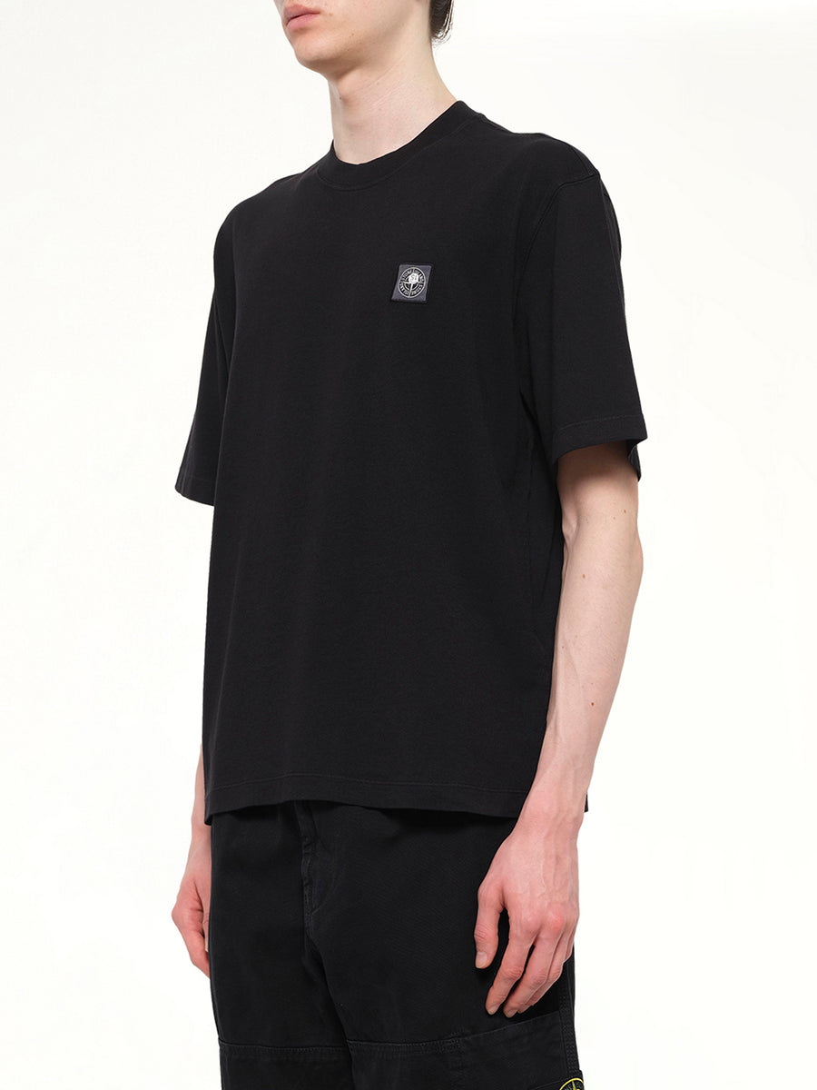 2100030 Cotton Compass Patch T-Shirt in Black