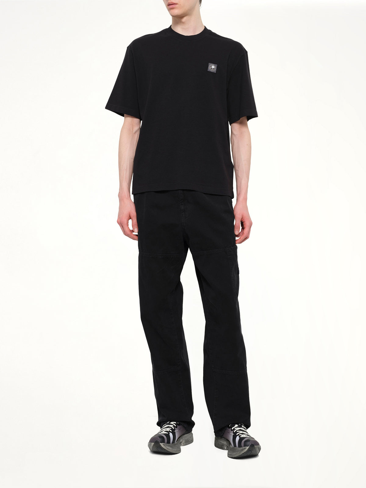 2100030 Cotton Compass Patch T-Shirt in Black