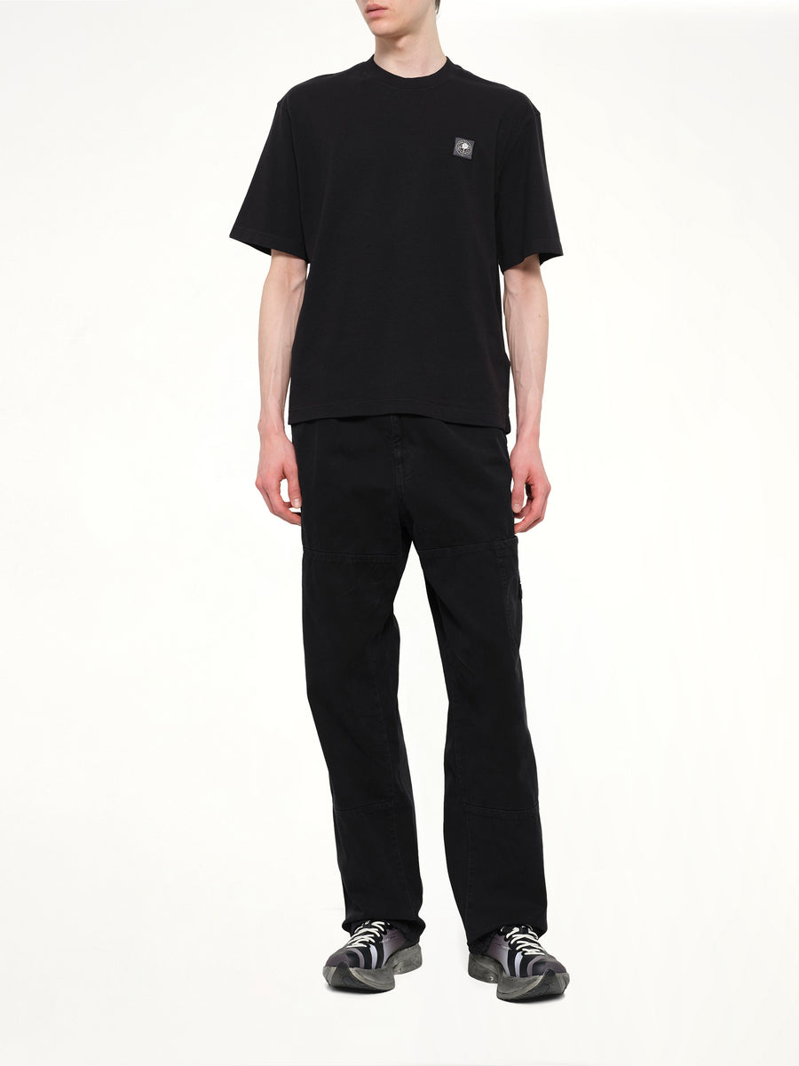 2100030 Cotton Compass Patch T-Shirt in Black