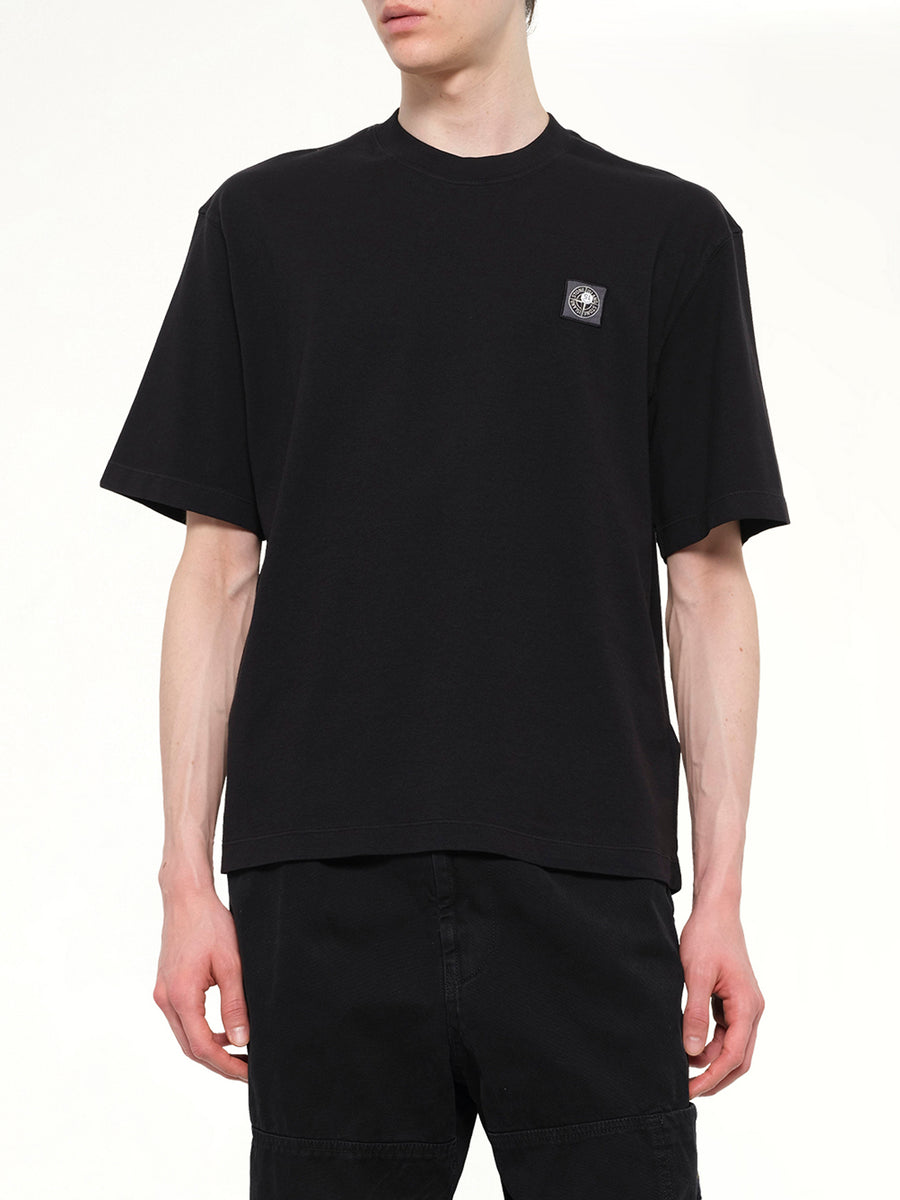 2100030 Cotton Compass Patch T-Shirt in Black