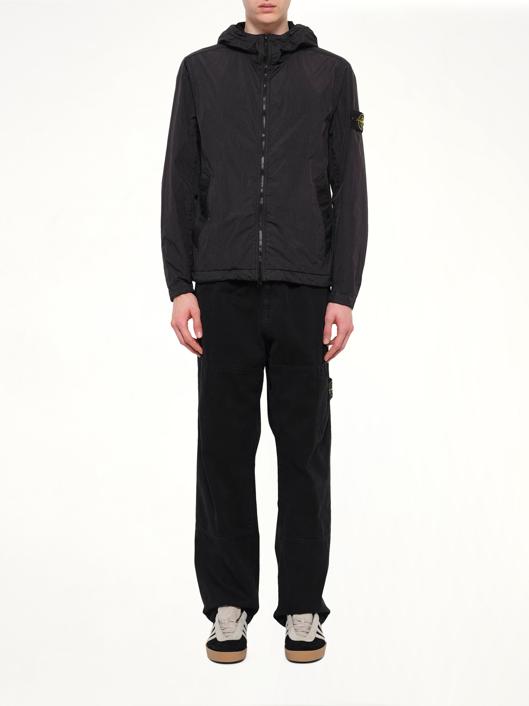 4100001 Crinkle Reps Hooded Jacket in Black