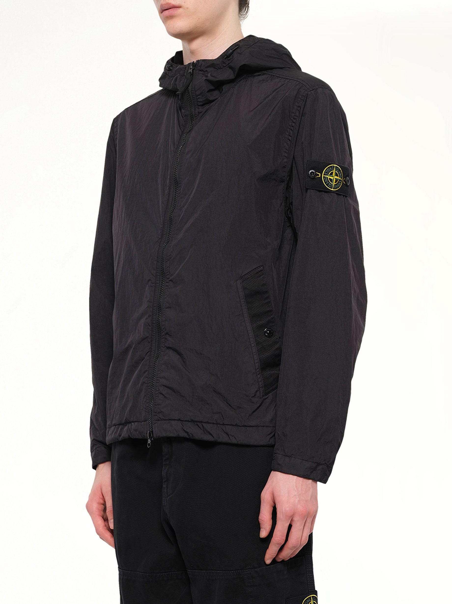 4100001 Crinkle Reps Hooded Jacket in Black