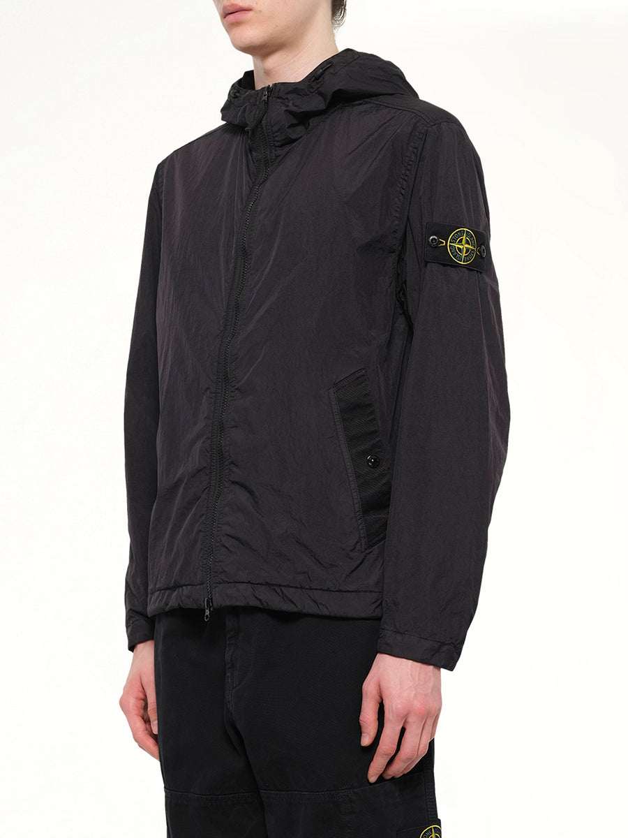 4100001 Crinkle Reps Hooded Jacket in Black