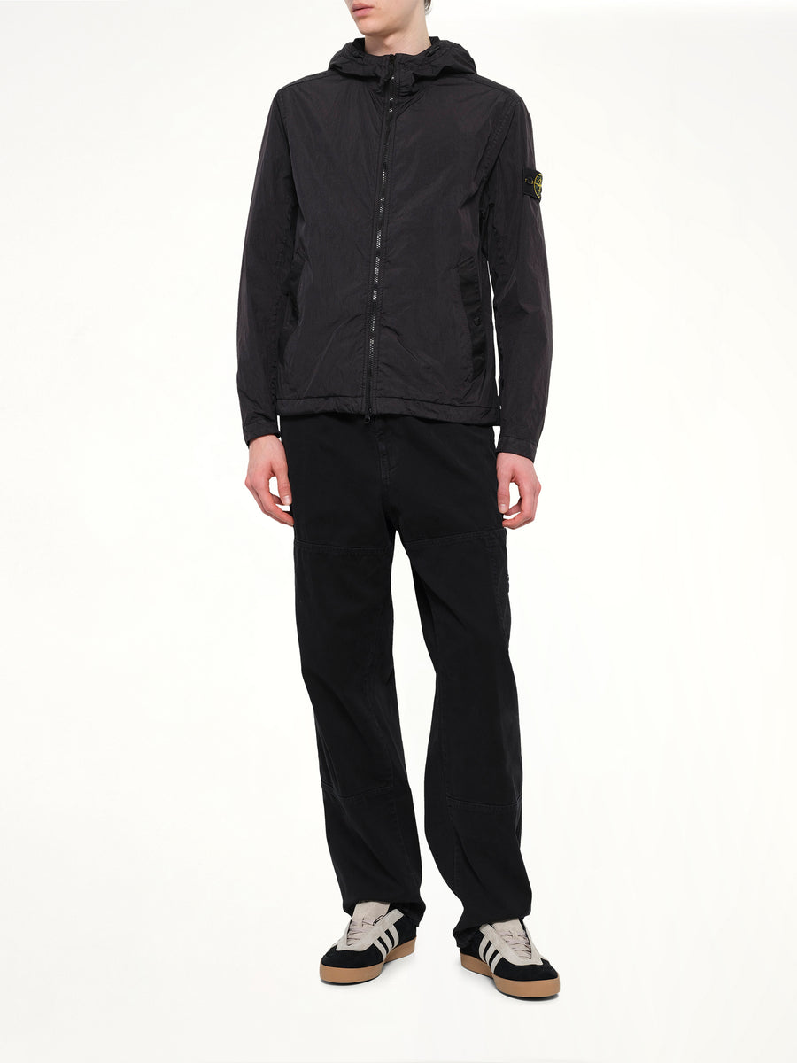 4100001 Crinkle Reps Hooded Jacket in Black