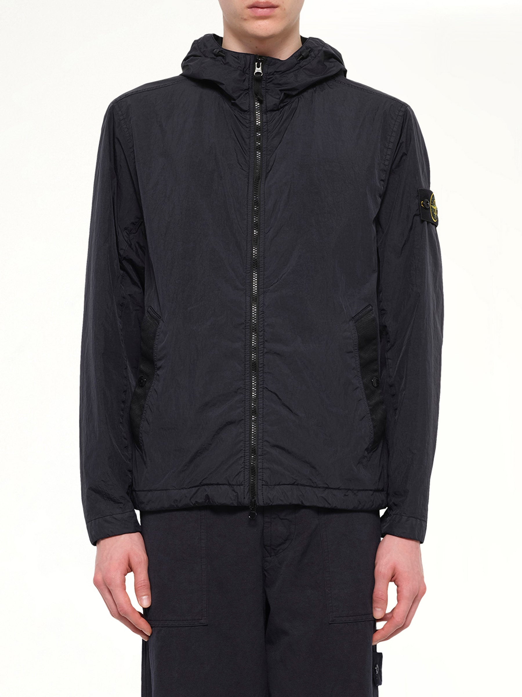 4100001 Crinkle Reps Hooded Jacket in Navy Blue