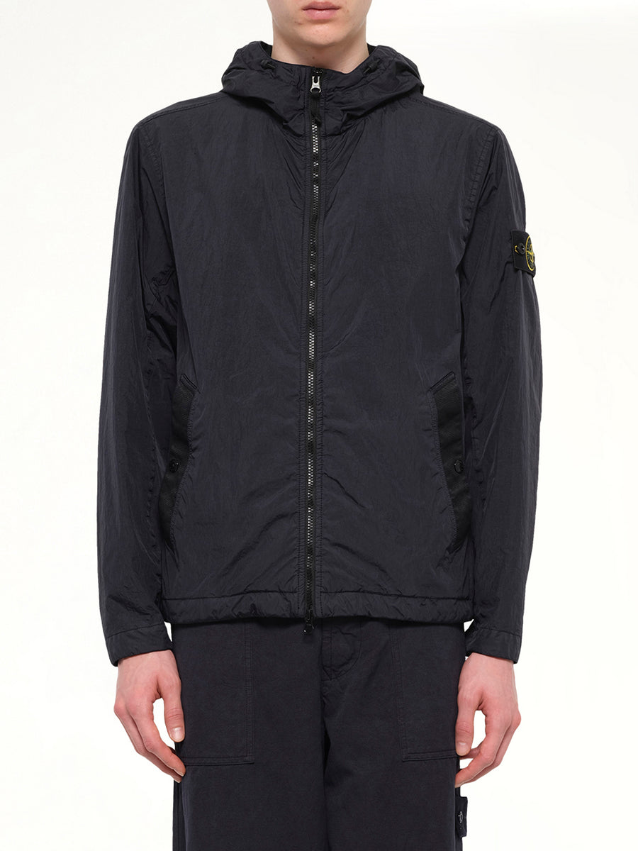 4100001 Crinkle Reps Hooded Jacket in Navy Blue
