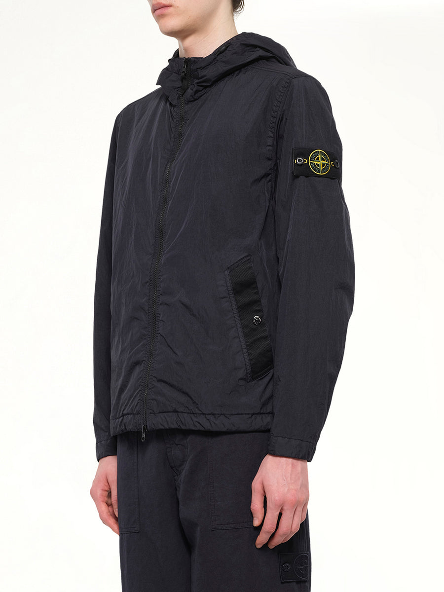 4100001 Crinkle Reps Hooded Jacket in Navy Blue