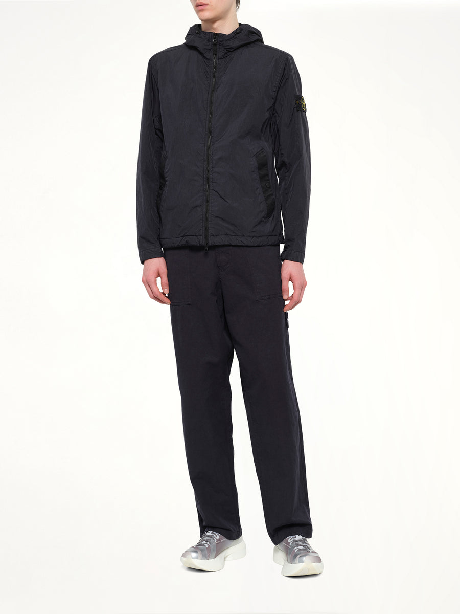 4100001 Crinkle Reps Hooded Jacket in Navy Blue