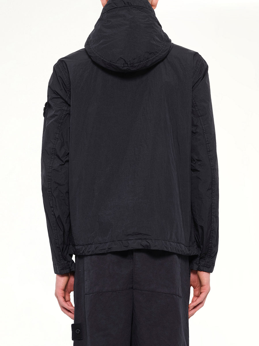 4100001 Crinkle Reps Hooded Jacket in Navy Blue