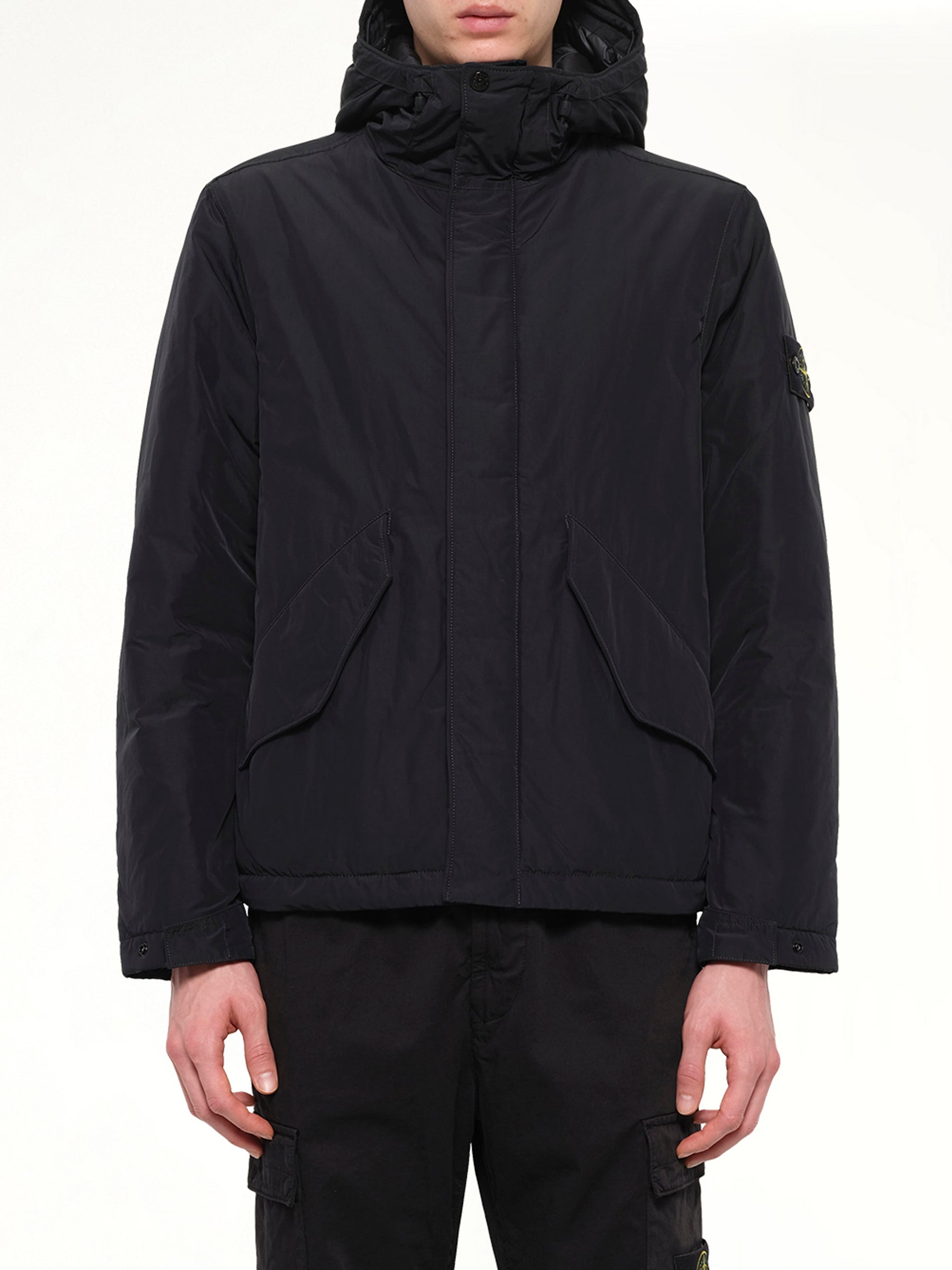 4100010 Nylon Short Parka in Black