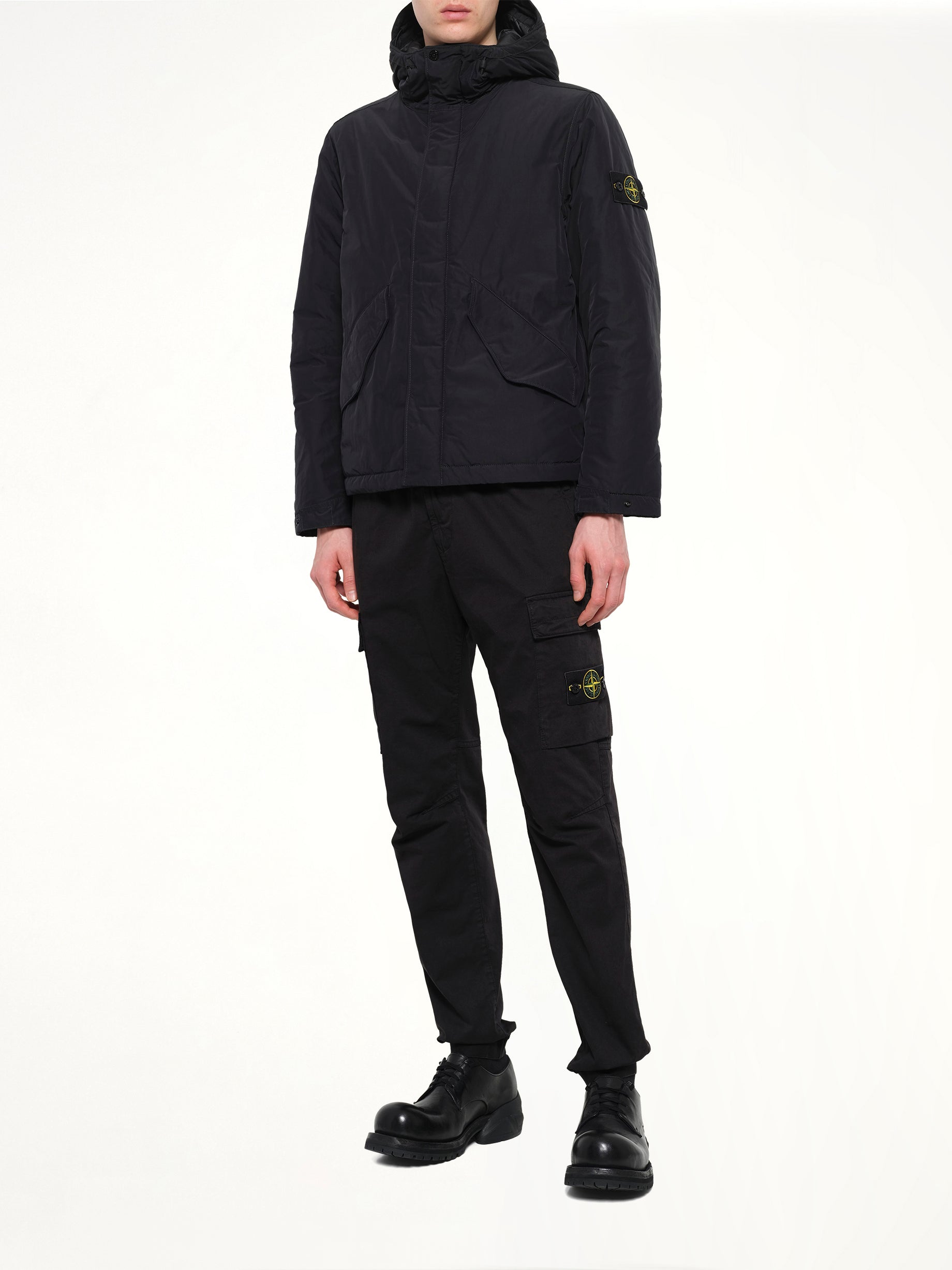 4100010 Nylon Short Parka in Black