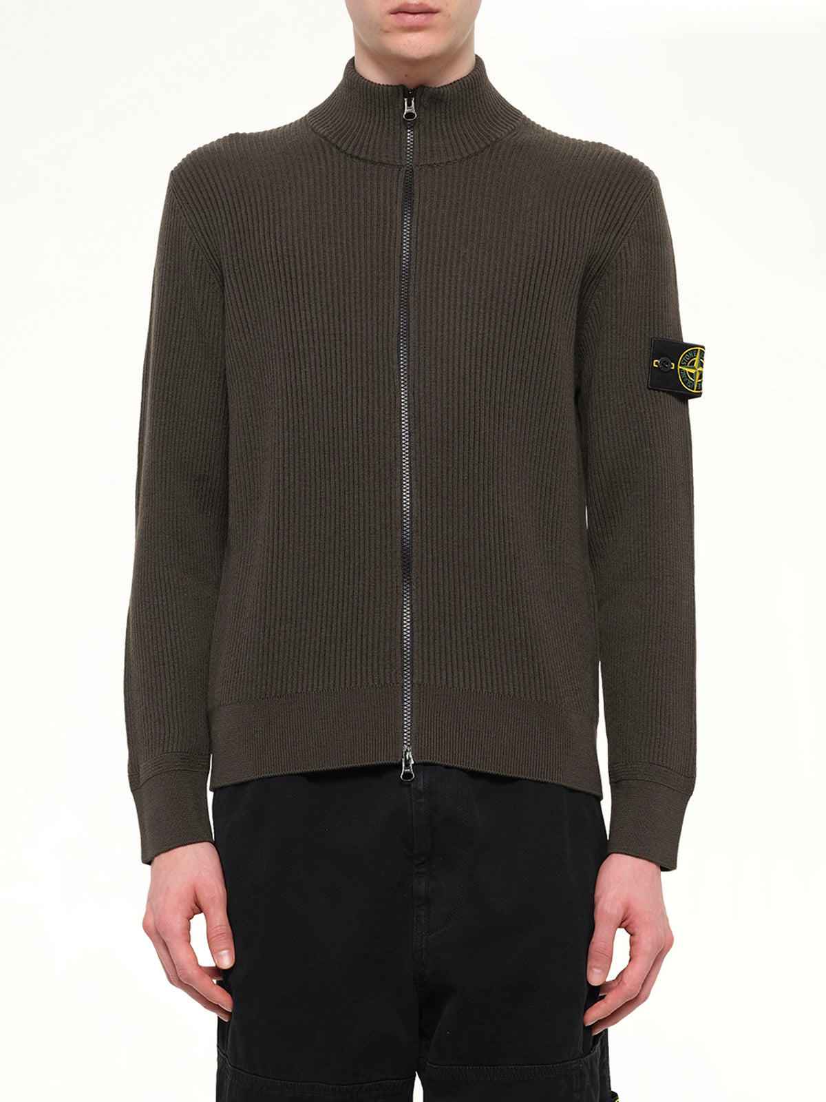 5100017 Full Rib RWS Wool Cardigan in Coal Grey