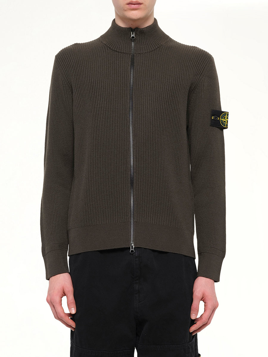 5100017 Full Rib RWS Wool Cardigan in Coal Grey