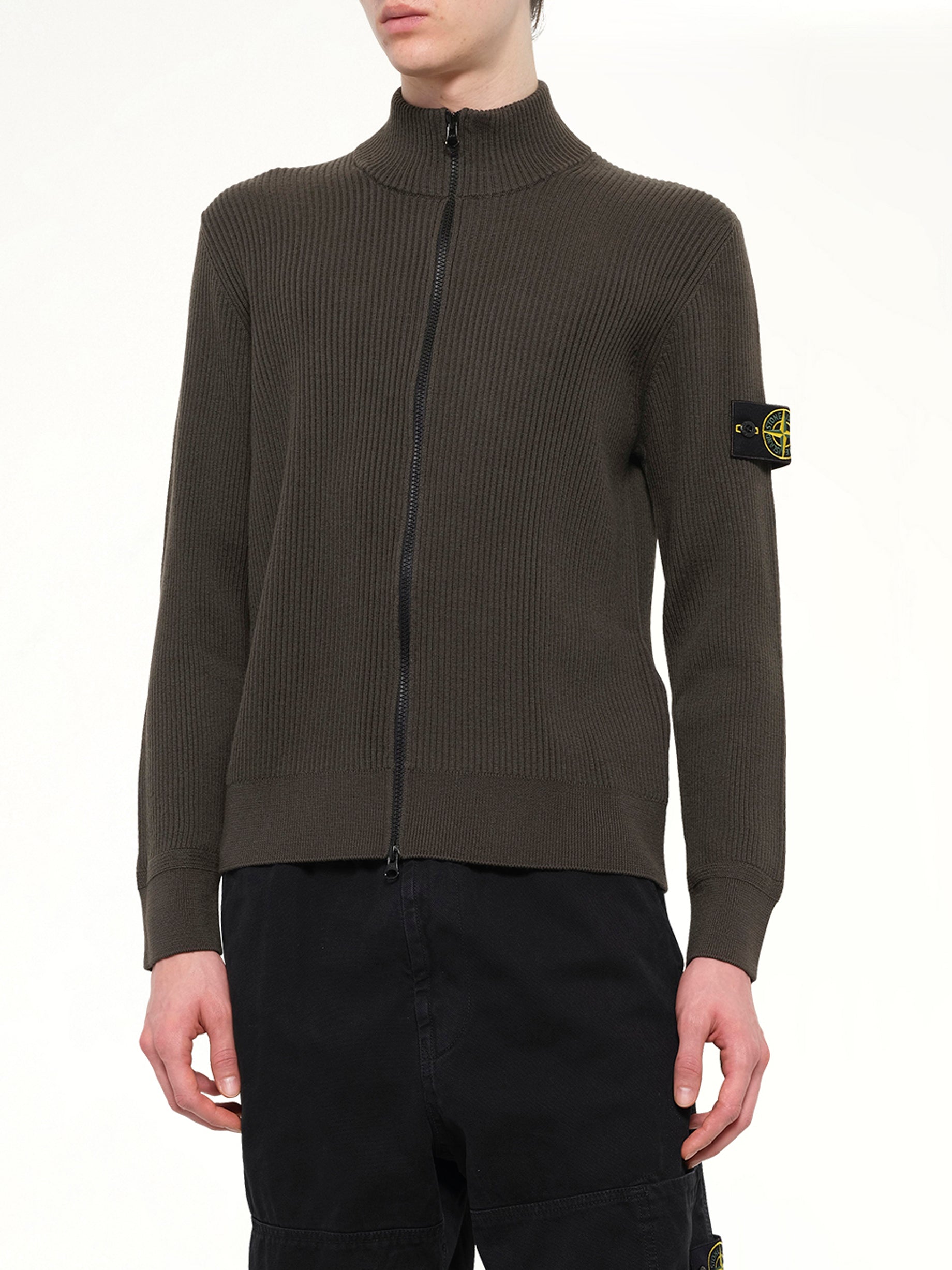 5100017 Full Rib RWS Wool Cardigan in Coal Grey
