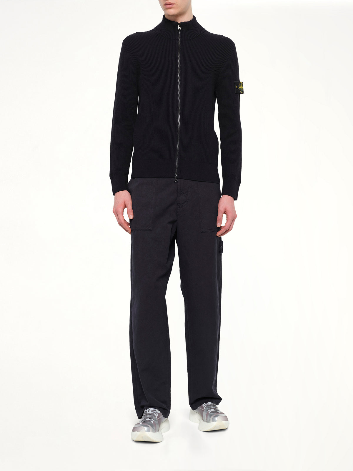 5100017 Full Rib RWS Wool Cardigan in Navy Blue
