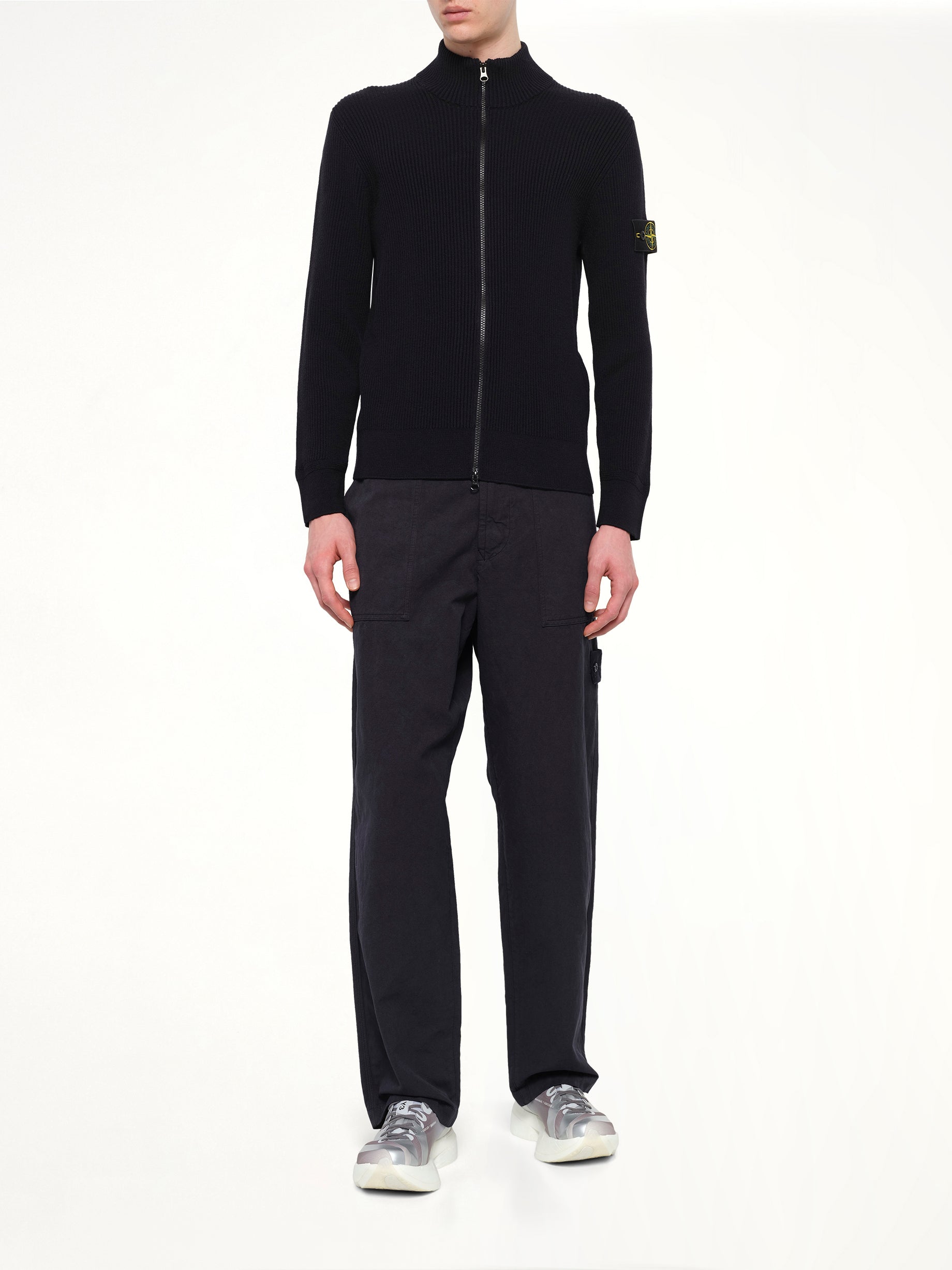 5100017 Full Rib RWS Wool Cardigan in Navy Blue