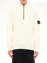 5100124 Ribbed Cotton Half-Zip Sweater in Ivory