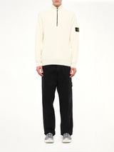 5100124 Ribbed Cotton Half-Zip Sweater in Ivory