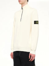 5100124 Ribbed Cotton Half-Zip Sweater in Ivory
