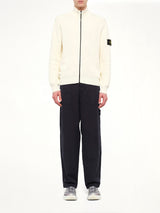 5100126 Ribbed Cotton Zip-Up Cardigan in Ivory