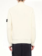 5100126 Ribbed Cotton Zip-Up Cardigan in Ivory