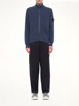 5100126 Ribbed Cotton Zip-Up Cardigan in Slate Blue