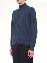 5100126 Ribbed Cotton Zip-Up Cardigan in Slate Blue