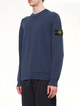 5100154 Ribbed Cotton Crewneck Sweater in Slate Blue