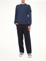 5100154 Ribbed Cotton Crewneck Sweater in Slate Blue