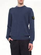5100154 Ribbed Cotton Crewneck Sweater in Slate Blue