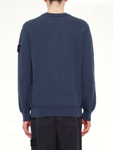 5100154 Ribbed Cotton Crewneck Sweater in Slate Blue