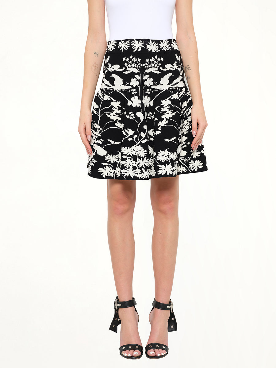 Alexander McQueen Spine Jacquard Mini Skirt in Black/Ivory