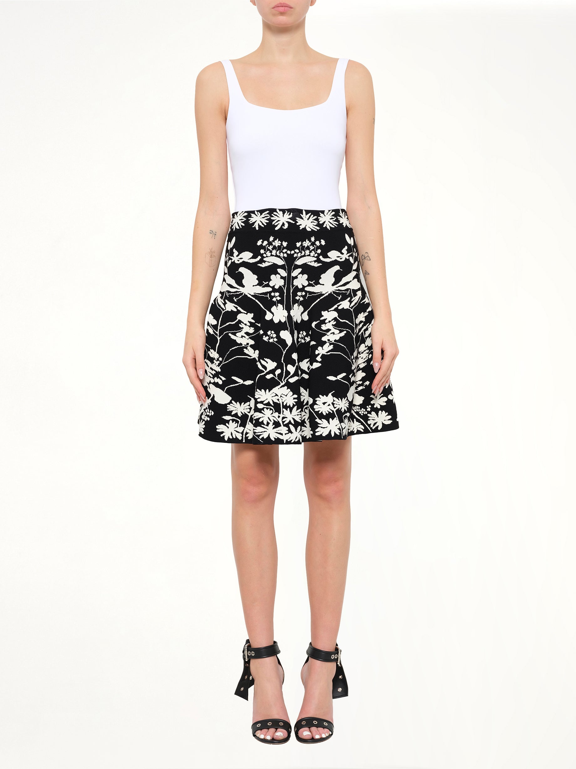 Alexander McQueen Spine Jacquard Mini Skirt in Black/Ivory