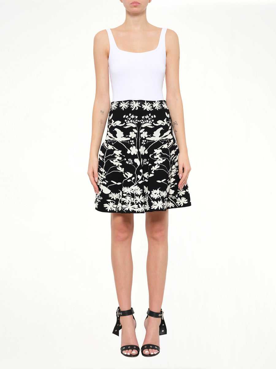 Alexander McQueen Spine Jacquard Mini Skirt in Black/Ivory