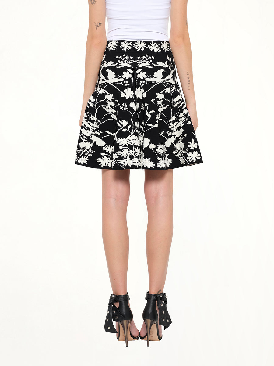 Alexander McQueen Spine Jacquard Mini Skirt in Black/Ivory