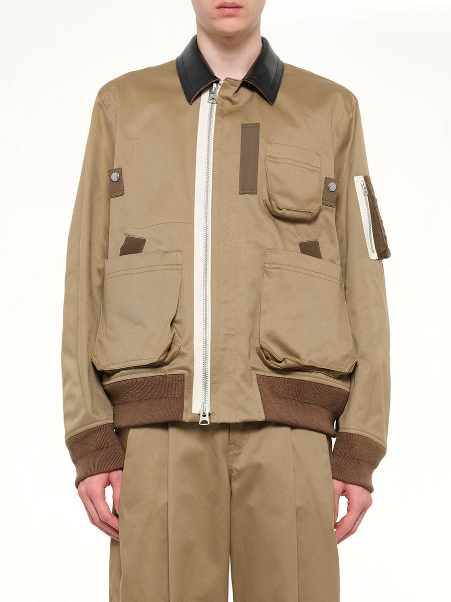 Cotton Chino Blouson in Dark Beige