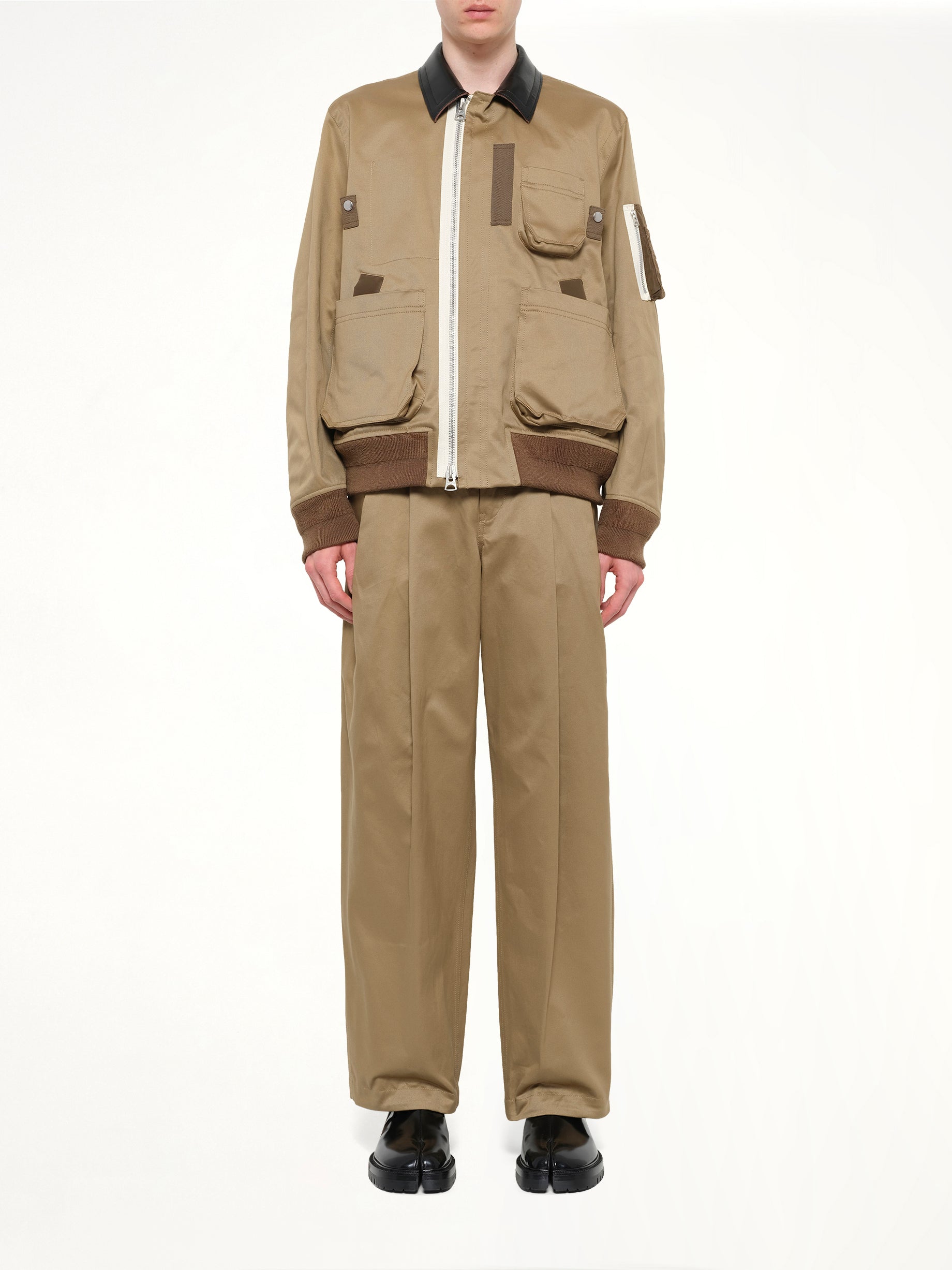Cotton Chino Blouson in Dark Beige