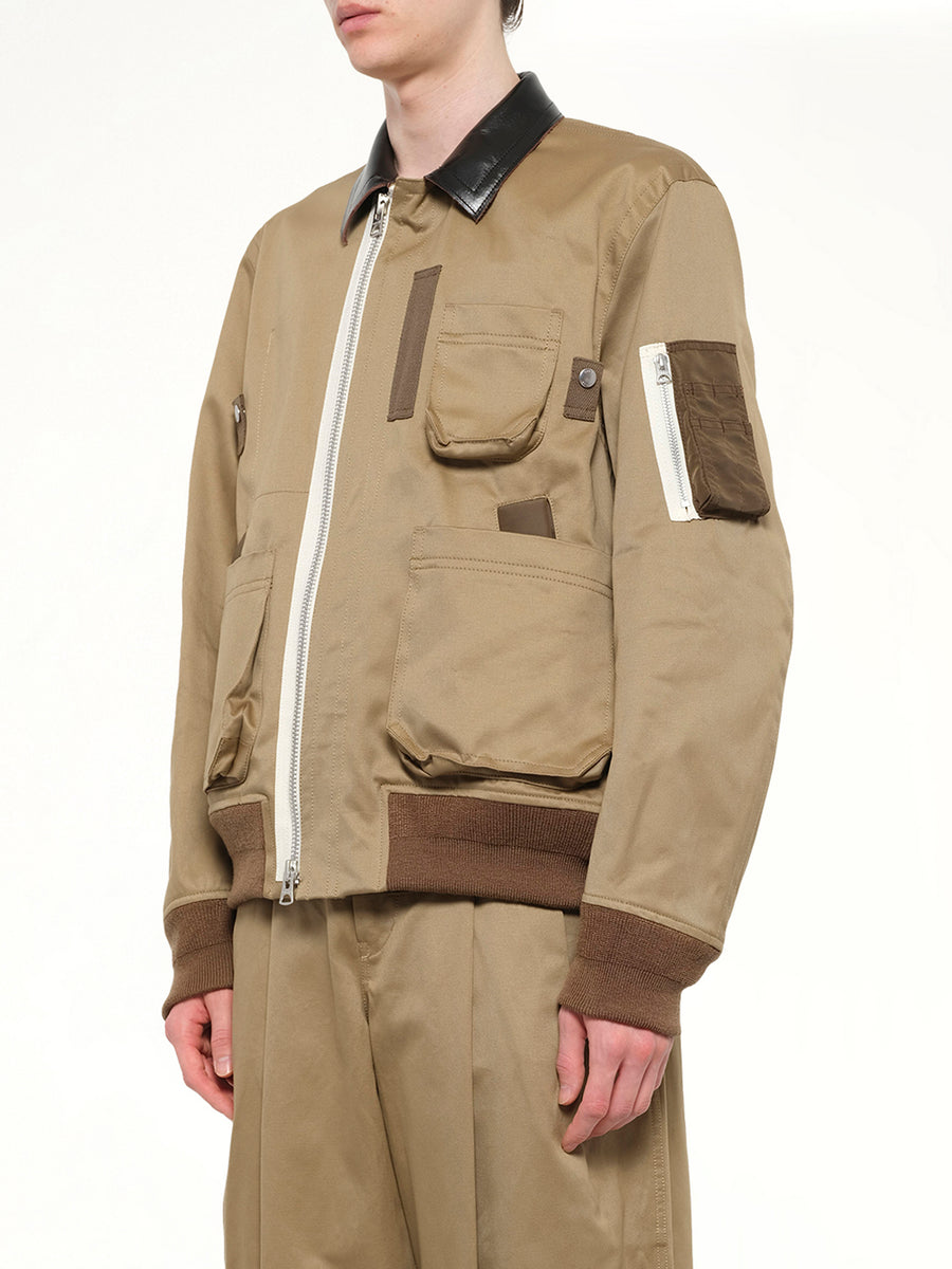 Cotton Chino Blouson in Dark Beige