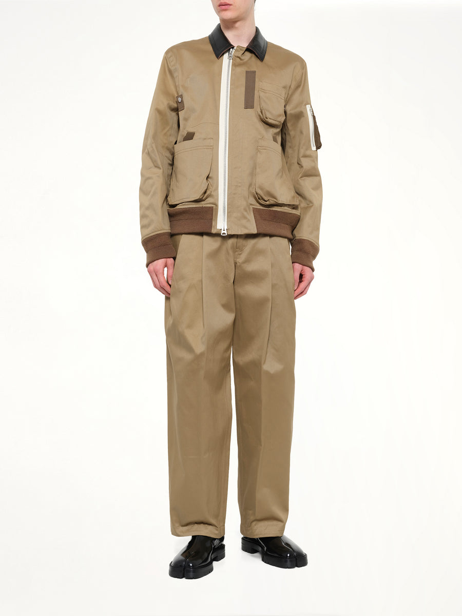 Cotton Chino Blouson in Dark Beige