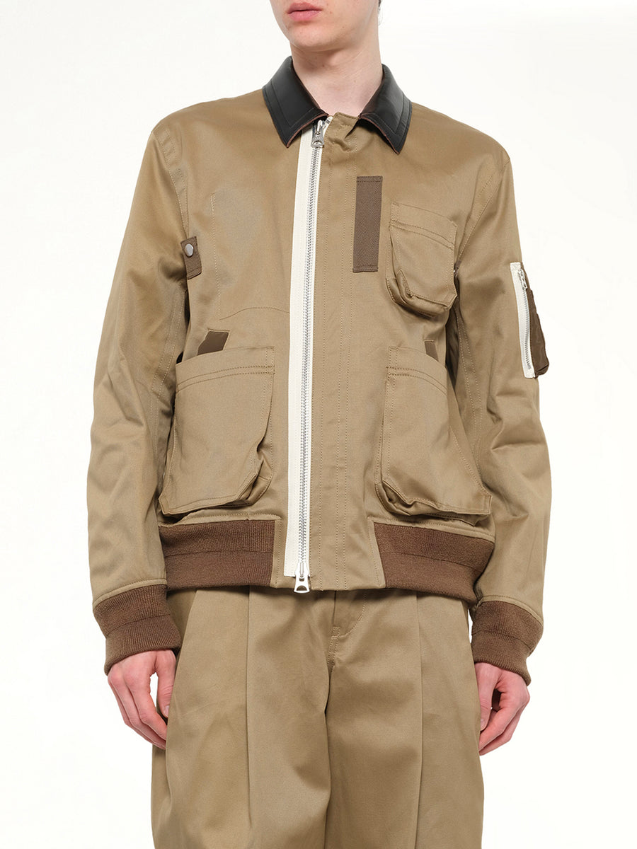 Cotton Chino Blouson in Dark Beige