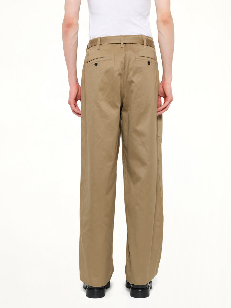 Cotton Chino Pants in Dark Beige