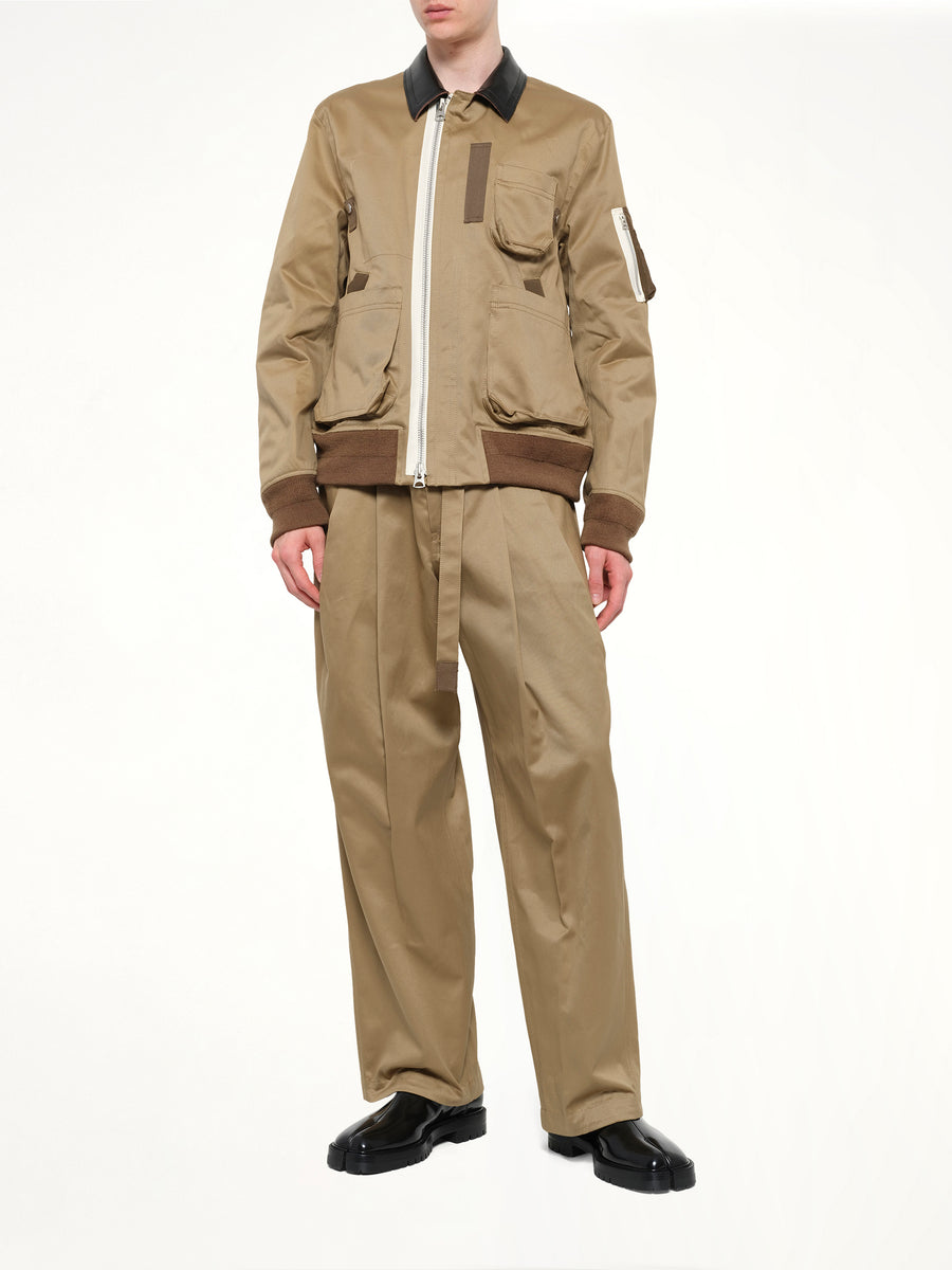 Cotton Chino Pants in Dark Beige