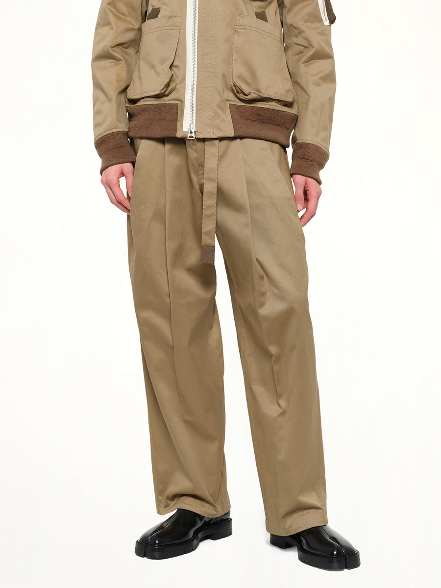 Cotton Chino Pants in Dark Beige
