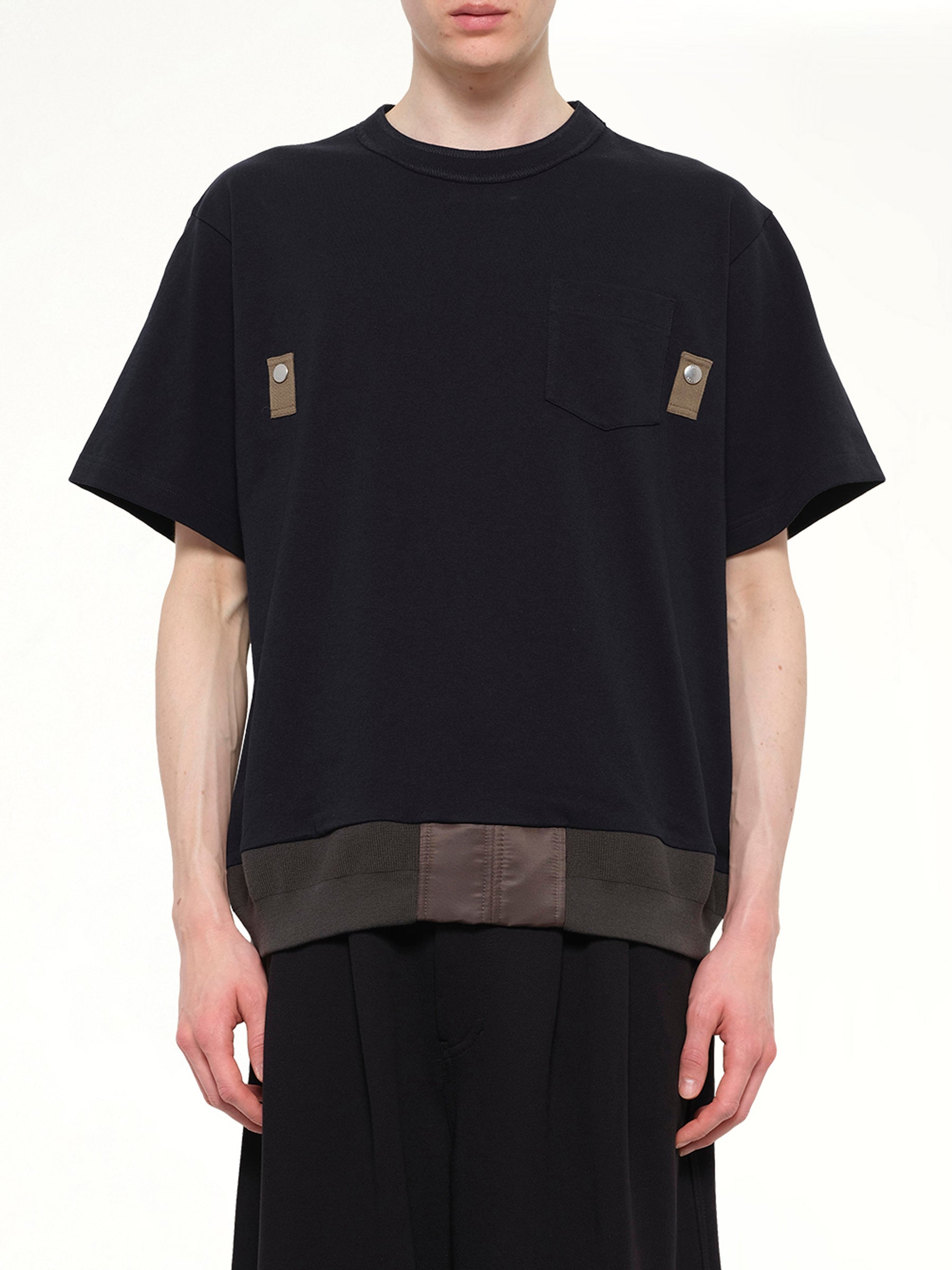 Cotton Jersey T-Shirt in Navy/Dark Khaki
