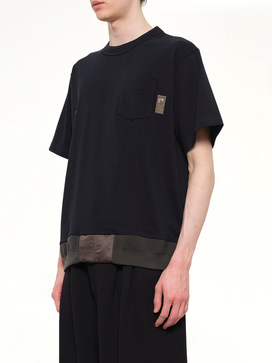 Cotton Jersey T-Shirt in Navy/Dark Khaki