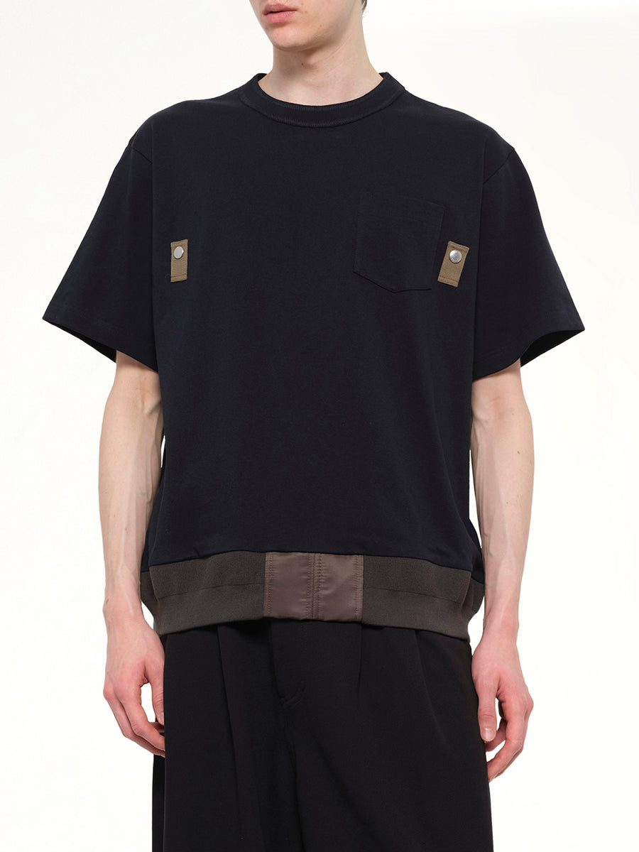 Cotton Jersey T-Shirt in Navy/Dark Khaki