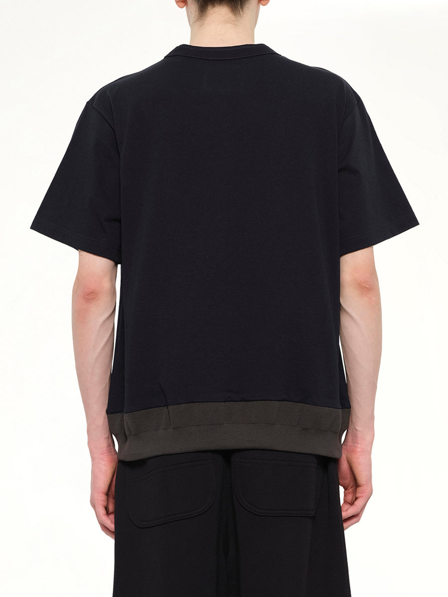 Cotton Jersey T-Shirt in Navy/Dark Khaki