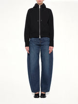 Cotton Jersey Zip Hoodie in Black