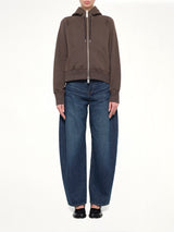 Cotton Jersey Zip Hoodie in Khaki