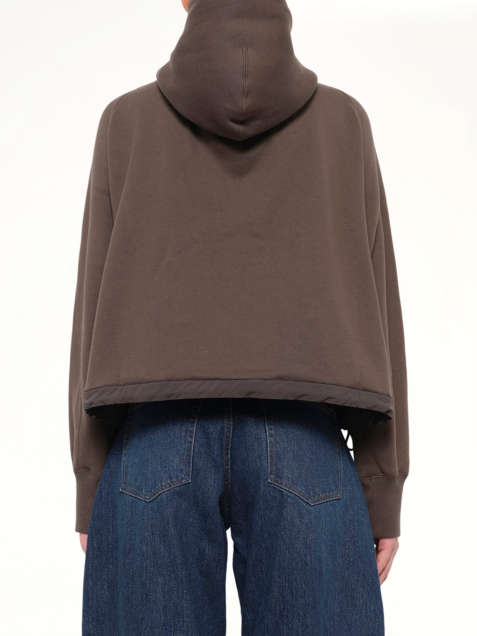Cotton Jersey Zip Hoodie in Khaki